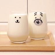 韓國 Joke Bear Cafe 玻璃杯set 代購 自嘲白熊 八哥 damgome cafe glass cup nagano