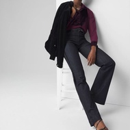 Long Sleeve Blouse WB Women's Velvet & Chiffon Tuxedo Shirt - 2296