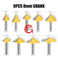 【Best Price】Engraving Machine 3D Router Bit V-Shaped Cutter 9pcs 3D Milling Cutter Woodworking Tools
