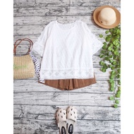 Loose-fitting loose-fitting lace-trimmed shirt