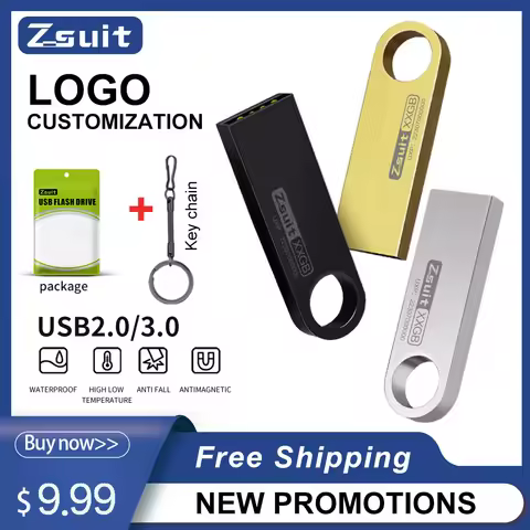 10pcs Metal USB Flash Drives 64GB Waterproof USB Stick 4GB Free Key Ring Pen Drive 3.0 Gift Free Shi