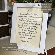 Custom Handwritten Calligraphy in Frame-Bible verse, song line, poem, etc