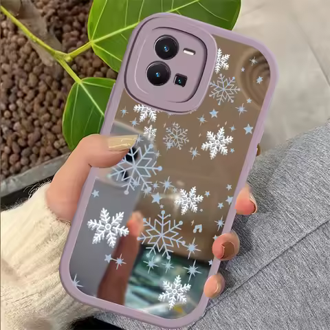 Beauty Snowflake Winter Case For Vivo Y28S Y30 Y30i Y31 2021 Y36 Y33T Y33S Y35 Y27 4G 5G Y27S Makeup