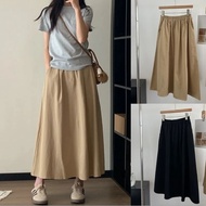 Women Ruffled Casual Long Skirt Wanita Muslimah Skirt Labuh Skirt Plus Size High Waist Skirts Plain 