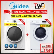 [Secure Delivery] COMBO MIDEA 7.5KG / 8.5KG / 9.5KG Front Loading Washer and 7KG Dryer Package Bundl
