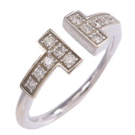 TIFFANY＆CO 18K白金T Diamond Wire Ring鑽石戒指US#4