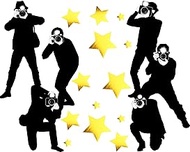 30 Pcs 98.22 Inch Paparazzi Silhouette & Star Cutouts Set - Removable Self-Adhesive PVC Wall Decals