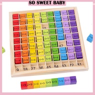 Kids Multiplication Table Game Wooden Math Learning Educational Montessori Toy 1-9 Times Table Tray