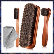(GCFK) 4 Pcs Horsehair Shine Shoes Brush Kit Polish Dauber Applicators Cleaning Leather Shoes Boots 