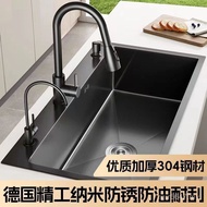 Donkey Kong Single Sink Thickened Nano Stainless Steel Nano Kitchen Black Household Sink Handmade Ba