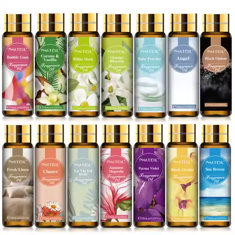 PHATOIL 10ml Fragrance Oil with Dropper White Musk Bubble Gum Sea Breeze Vanilla & Coconut Coffee Ar