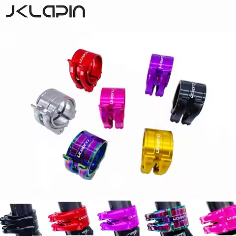 JKLapin Litepro Folding Bike Seatpost Clamp 40-41mm Double Layer Adjusting Buckle Titanium Shaft Sea