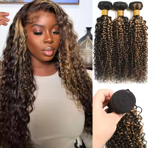 100% Unprocessed Raw Burmese Human Hair Kinky Curly 3 Bundles 4C Highlight 1B Blond Afro Kinky Curls