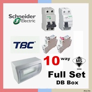 10 WAY - Schneider( Easy9 ) & TBC - DB Full Set (sirim) Signal Phase. Schneider RCCB 2P/63a 0.1mA & 