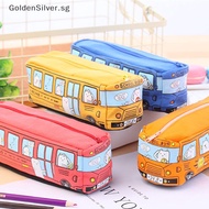 GoldenSilver Bus cute pencil case canvas Stationery box large capacity pen bag Pencil cases SG