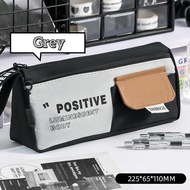 Bekas Pensel Besar Canvas 2 Zip Berlapis Untuk Pelajar Pencil Case Large Capacity Japanese Style Pen