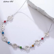 DELMER Chakra Charm Choker, Stainless Steel Gold Color 7 Chakra Necklace, Chakra Symbol Choker Style