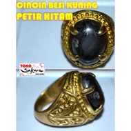 CINCIN BESI KUNING BATU PETIR HITAM LIGHTING STONE