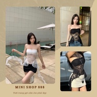 Mini shop 888 Octopus Lace Tube Top Embellished Stretch Summer Beach FY688