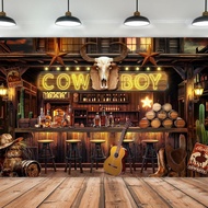 Western Cowboy Photography Backdrop Rustic Farmhouse Wooden Stable Brown Wild West Vintage Birthday 