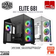 COOLER MASTER ELITE 681 (BLACK / WHITE) 2TG ATX CHASSIS WITH 4 ARGB FAN