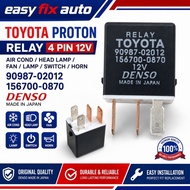 toyota proton relay air cond/head lamp/fan/lamp/switch/horn 4pin 12v 90987-02012 156700-0870 denso