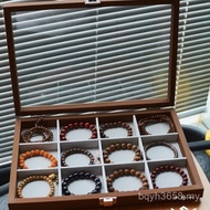 Display Player 12 Grid Bracelet Wood Grain String Jewelry Walnut Watch Anti-dust Jewelry Display Sto