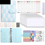 QQMALL Money Saving Binder, PU Leather Loose-Leaf Money Saving Challenge Book, Practical Colorful Re