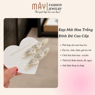 White flower roof clip with high quality crystal stones • May Fashion Jewelry - K6269