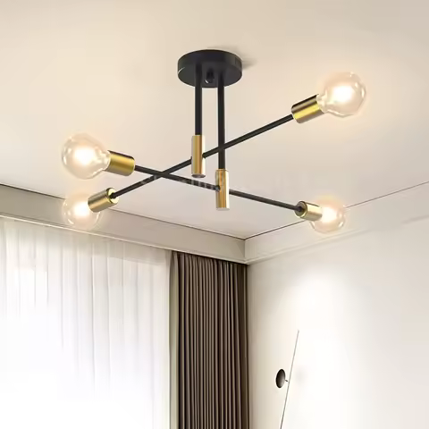 Simple Branch Ceiling Chandelier Modern Nordic E27 Black Gold LED Ceiling Light Restaurant Aisle Bal