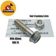 1SET baut MUR 14 m10×45 BAUT BAJA TITIK 4 BAUT PANJANG 45CM DUDUKAN SHOK STERING