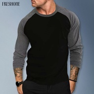 Gym Pullover Tops Comfortable Men Tops Men's Slim Fit Raglan Sleeve T-shirt for Gym and Streetwear S