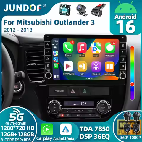 Car Radio Android 16 Carplay Auto For Mitsubishi Outlander 3 GF0W GG0W 2012-2018 Multimedia GPS Play
