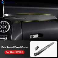 NOBELJIAOO 2Pcs Car Carbon Fiber Texture Central Console Dashboard Panel Protective Cover Trim For M