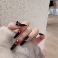 nails press on nails Pure Handmade Manicure T-Shaped Nails Flashing Diamonds Crooked Heart Super Lon