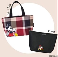 日本雜誌附錄 Disney 迪士尼  Mickey 米奇 Minnie 米妮 Blue Label 便攜 多用途 手提袋 飯盒袋 手拿包 隨身袋 連 保温袋 收納袋 兩件套 **現貨**