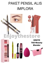 Paket Make Up Lengkap Murah 6 in 1 - Paket Kosmetik 6 in 1 - Maskara - Eyeliner - Pensil Alis implor