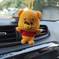 鉤針汽車掛熊小熊維尼，可愛的女士汽車配件，鑰匙扣小熊維尼