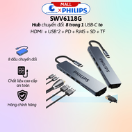 Bộ Hub SWV6118G Chuyển Đổi Philips Trong 1 USB-C To  HDMI  + USB*2 + PD + RJ45 + SD + TF - Bảo Hành 