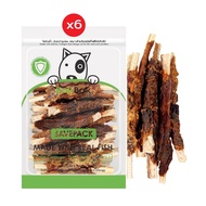 Bok Bok ขนมน้องหมา หมา บ๊อกบ๊อก เซ็ตเนื้อพันกระดูก 300 กรัม 6 ถุง ทำจากปลาแท้ ไขมันต่ำ บำรุงกระดูกไข