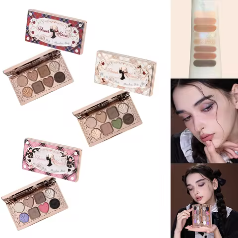 Flower Knows Chocolate Wonder-Shop 8-Color Eyeshadow Palette Matte Shimmer Waterproof Highly Pigment