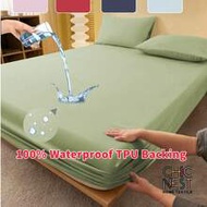1pc Pastel Green 100% Waterproof TPU Backing Plain Fitted Sheet, Dirtyproof Mattress Protector, Matt