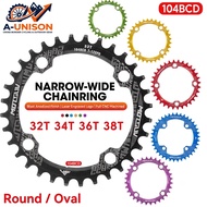 104BCD Narrow Wide Chainring 32-38T MTB Bike Single Speed Alloy Chainwheel Basikal