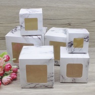 5Pcs 5x5/6x6/7x7/8x8/9x9/10x10x10cm Square Gifts Paackage Box With Window Marbling Design Candy Wedd
