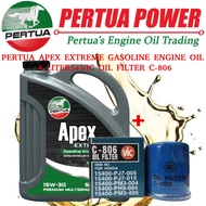 PERTUA APEX EXTREME GASOLINE ENGINE OIL 15W-30 4 LITERS+VIC OIL FILTER C-806
