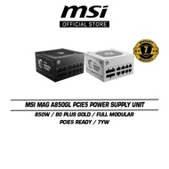 MSI MAG A850GL PCIE5 Power Supply Unit (ATX/850W/Full Modular/PCIE5 Ready/80 Plus Gold)