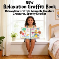 Spooky Cutie Graffiti Book, Educational Relaxation Creatures Coloring 46 Doodles