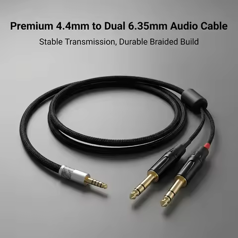 HIFI 4.4MM Male 4.4 To Dual 6.5MM Male 1/4 Inch 2 x 6.35 MM TRS Balanced Y Splitter Audio Cable