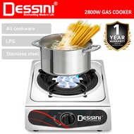 DESSINI ITALY Auto Ignition 8 Jet Gas Cooker Propane LPG Hob Burner Cooktop Tabletop Stainless Steel