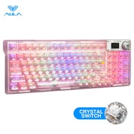 AULA 95 key hot swappable Intelligent Screen Mechanical Transparent Keyboard With RGB Backlit Blueto